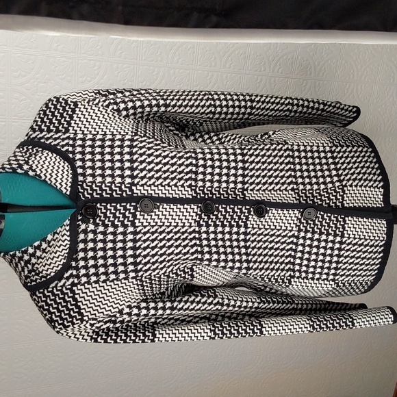 Christopher & Banks- black & cream checkered ,cotton jacket - Picture 2 of 4